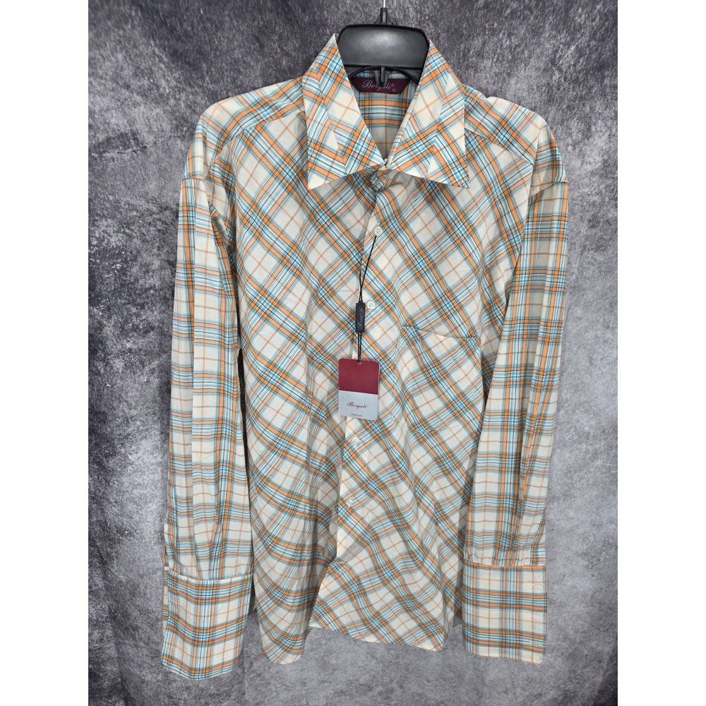 Bergati Shirt Mens XL Plaid Button Up Long Sleeve Business Casual Preppy New